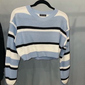 Shein Size M blue and white striped sweater.